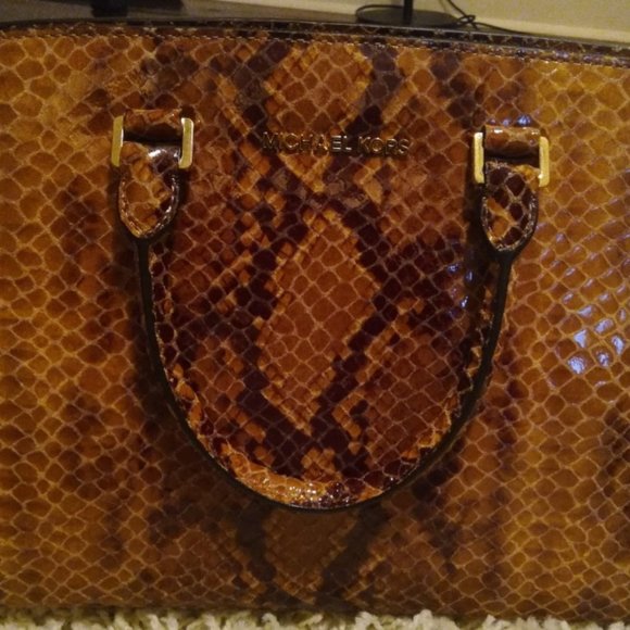 MICHAEL KORS LEATHER PYTHON SATCHEL (LARGE) - Picture 2 of 4